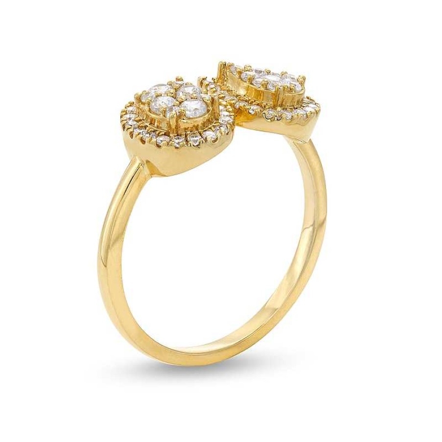 Rings Zales | 1/2 Ct. T.W. Diamond Oval-And Pear-Framed Ring In 10K Gold