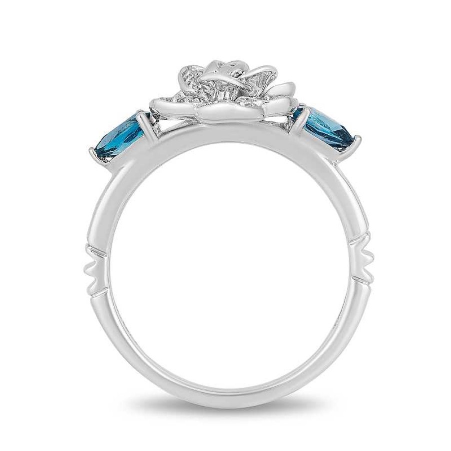 Rings Zales | Collector'S Edition Enchanted Disney Cinderella 70Th Anniversary Blue Topaz And Diamond Ring In Sterling Silver