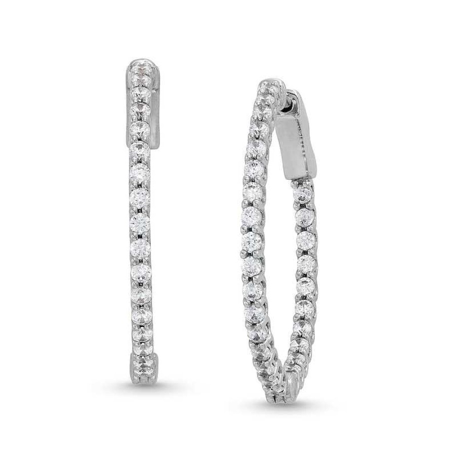 Earrings Zales | 1 Ct. T.W. Diamond Inside-Out Hoop Earrings In 10K White Gold