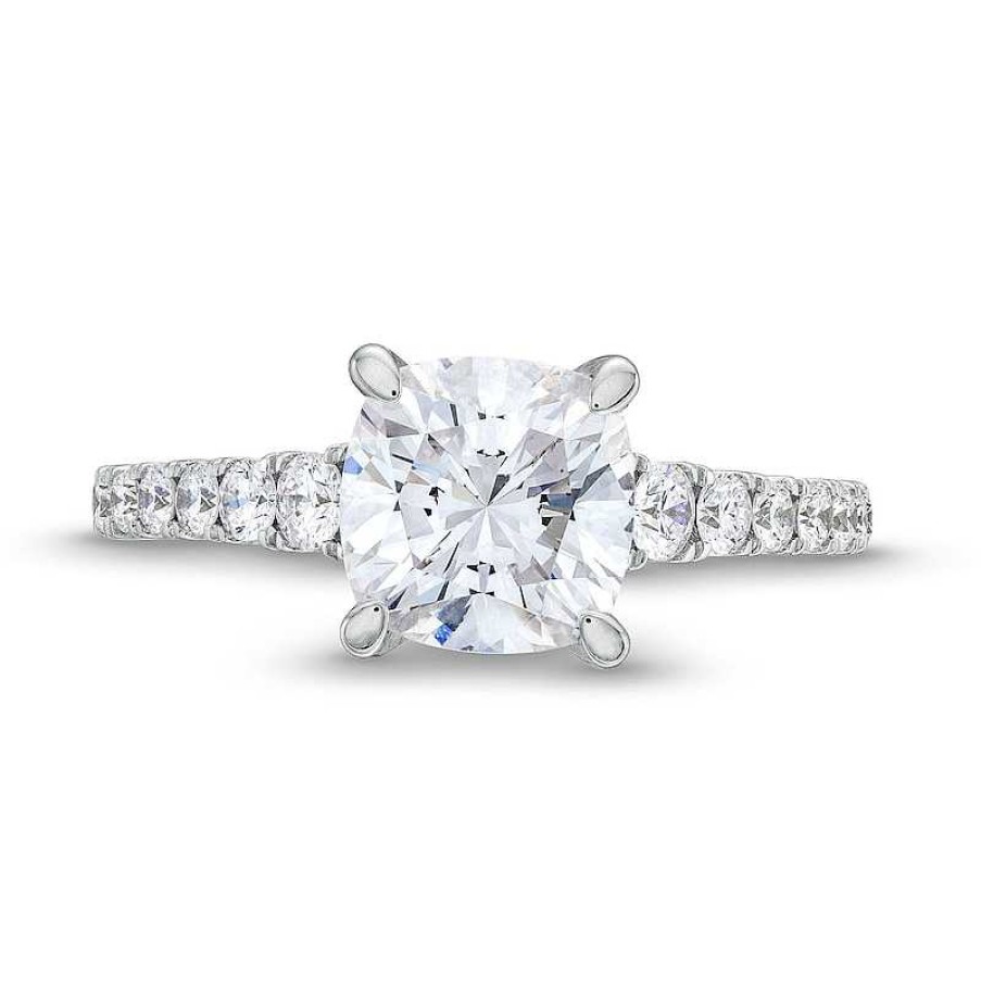 Rings Zales | True Lab-Created Diamonds By Vera Wang Love 2-3/4 Ct. T.W. Cushion-Cut Diamond Engagement Ring In 14K White Gold (F/Vs2)