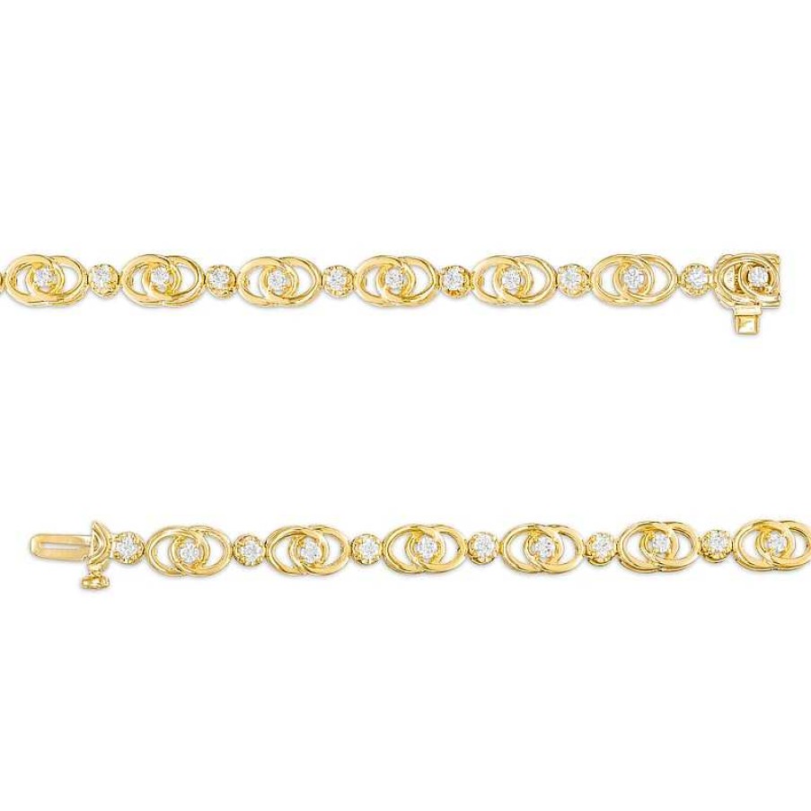 Bracelets Zales | You Me Us 1 Ct. T.W. Diamond Interlocking Oval Link Bracelet In 10K Gold