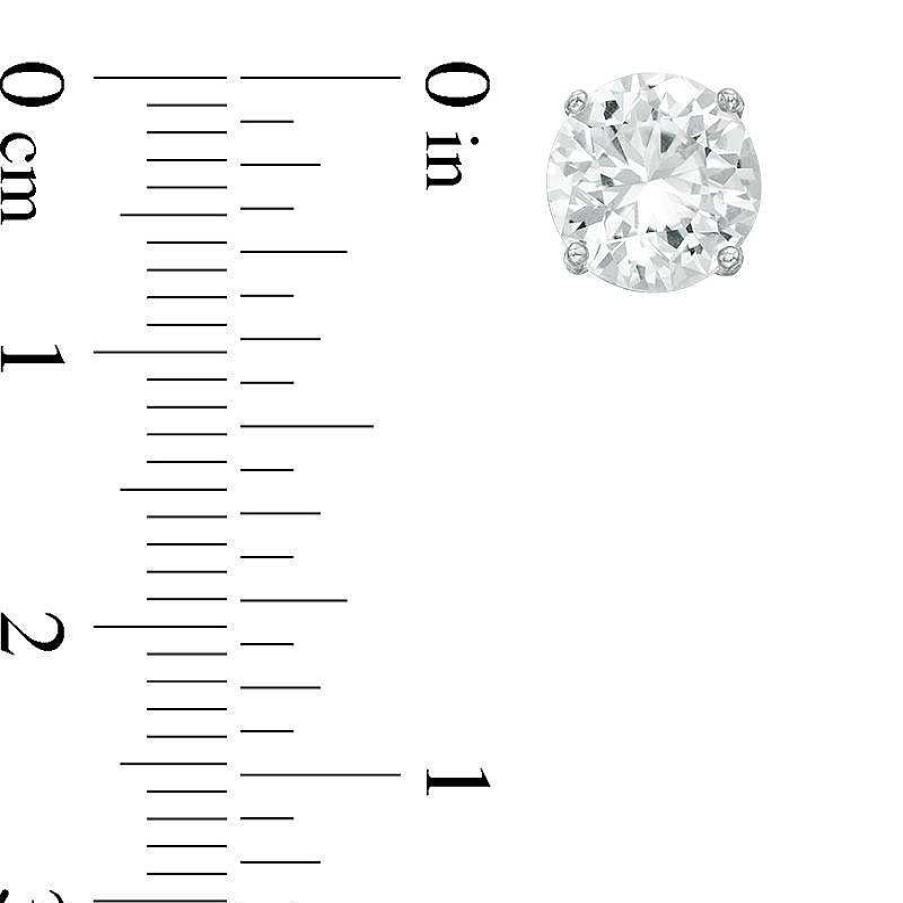 Earrings Zales | Lab-Created White Sapphire Solitaire Stud Earrings Set In Sterling Silver