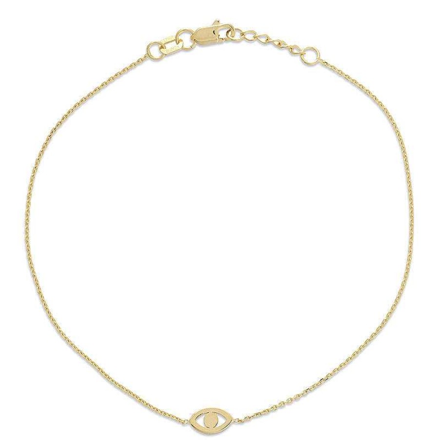 Bracelets Zales | Cut-Out Evil Eye Bracelet In 14K Gold - 7.5"