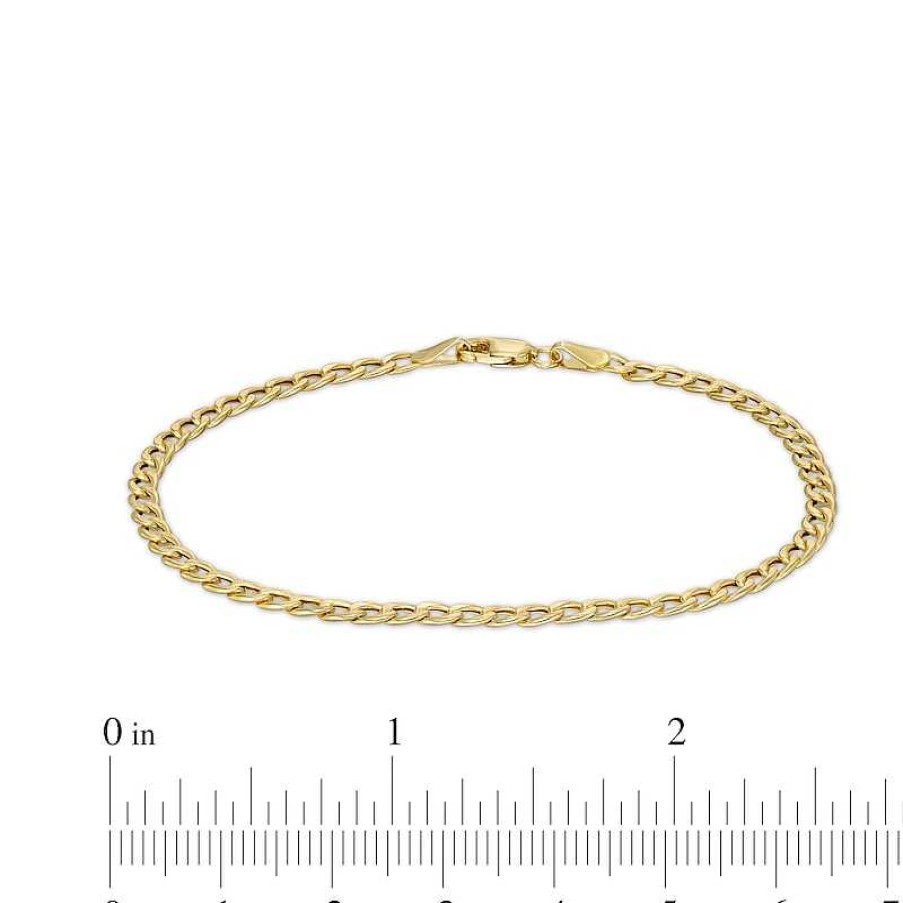 Bracelets Zales | Curb, Herringbone And Paper Clip Link Chain Bracelet Set In Hollow 10K Gold - 7.5"