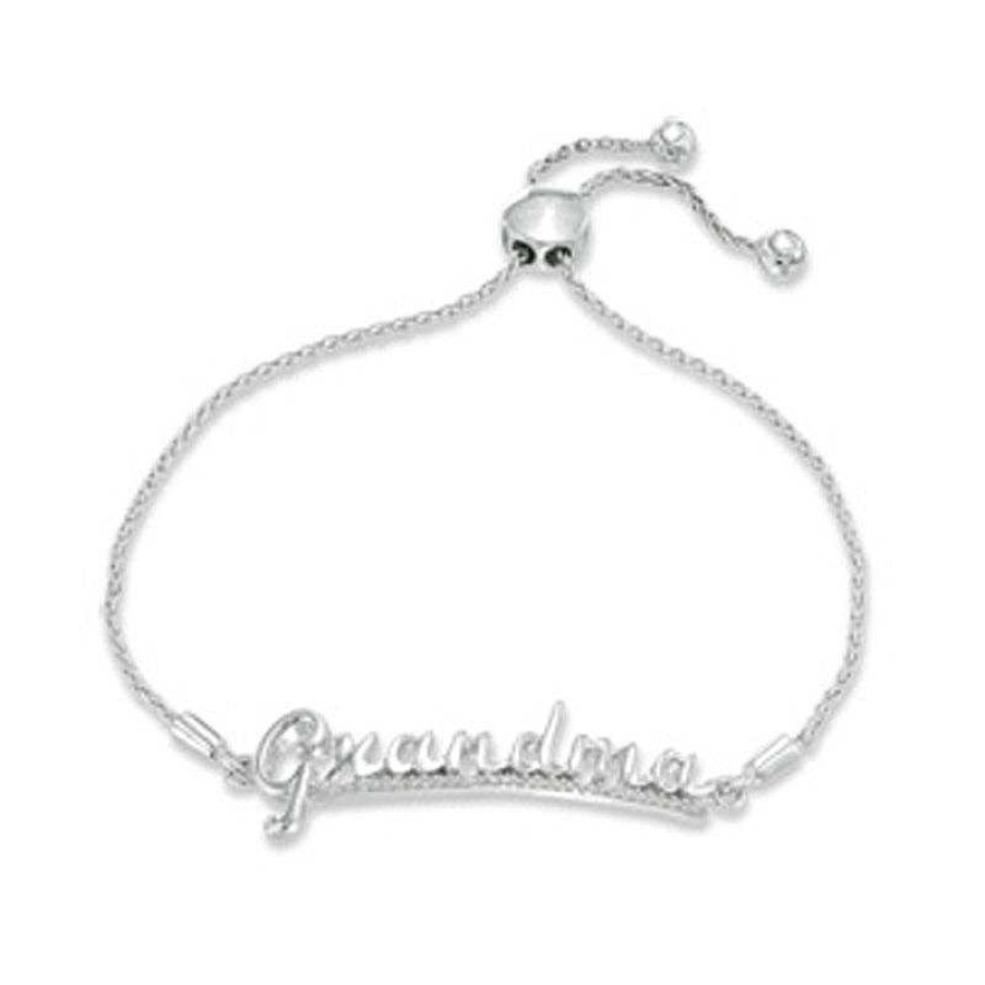 Bracelets Zales | 1/10 Ct. T.W. Diamond "Grandma" Bolo Bracelet In Sterling Silver - 9.5"