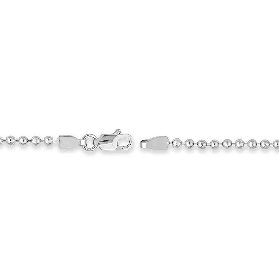 Bracelets Zales | 2.0Mm Solid Bead Chain Bracelet In 14K White Gold - 7.5"