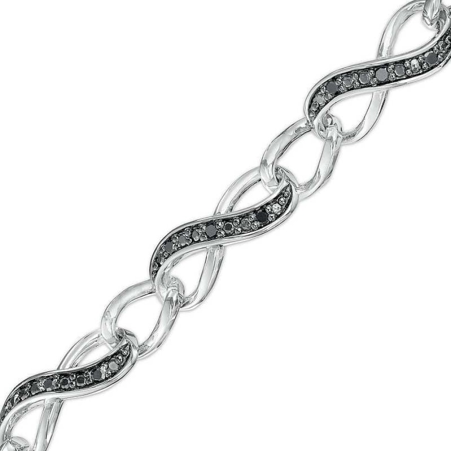 Bracelets Zales | 1/4 Ct. T.W. Black Diamond Infinity Chain Link Bracelet In Sterling Silver