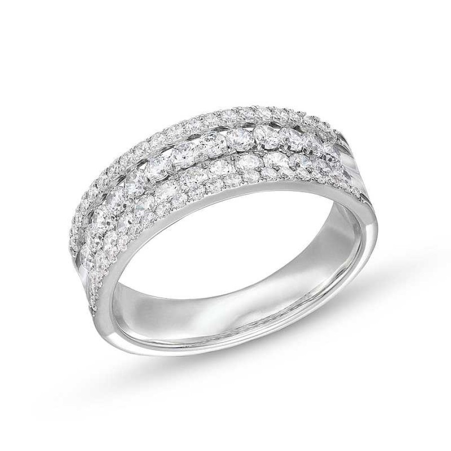 Rings Zales | 1 Ct. T.W. Diamond Edge Double Row Band In 14K White Gold