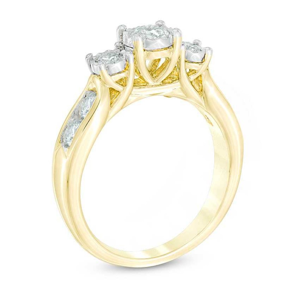 Rings Zales | 1 Ct. T.W. Diamond Past Present Future® Miracle Engagement Ring In 10K Gold