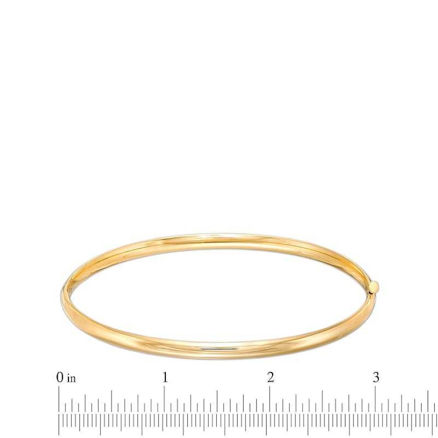 Bracelets Zales | Polished 3.2Mm Bangle In Hollow 14K Gold - 7.5"