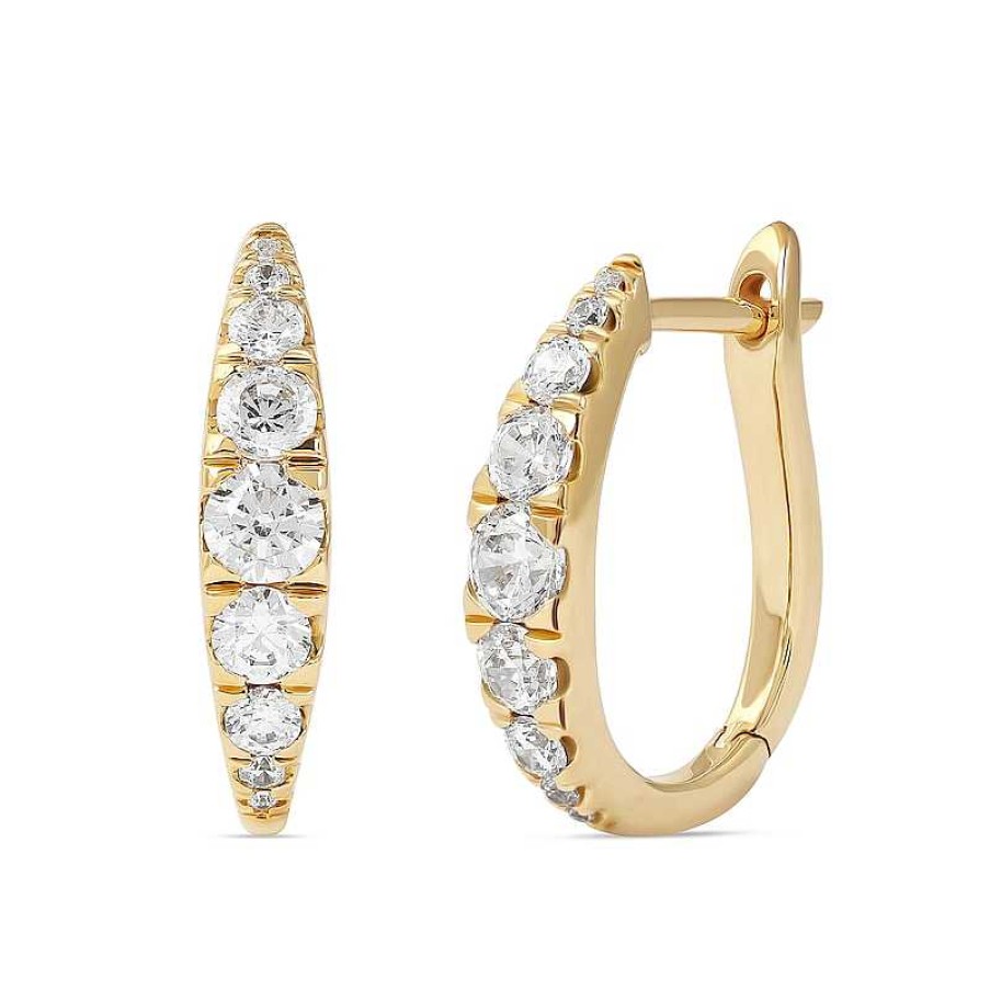 Earrings Zales | 1 Ct. T.W. Journey Diamond Hoop Earrings In 10K Gold