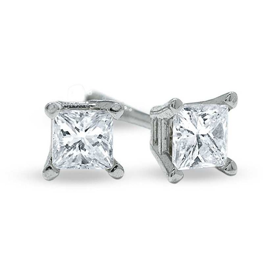 Earrings Zales | 1/4 Ct. T.W. Princess-Cut Diamond Solitaire Stud Earrings In 14K White Gold (I/I1)