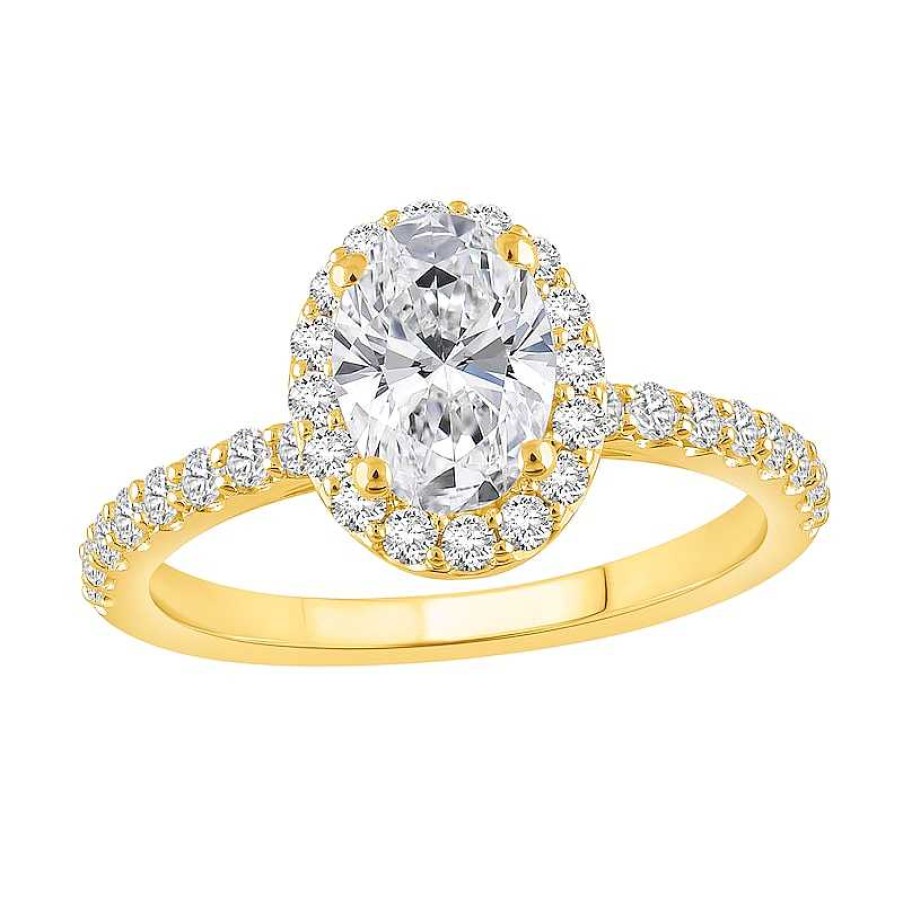 Rings Zales | 1-1/2 Ct. T.W. Oval Certified Lab-Created Diamond Frame Engagement Ring In 14K Gold (F/Vs2)