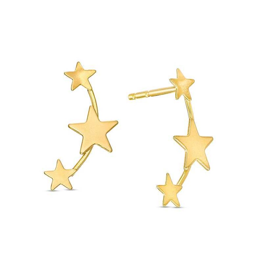 Earrings Zales | Star Trio Curved Stud Earrings In 14K Gold