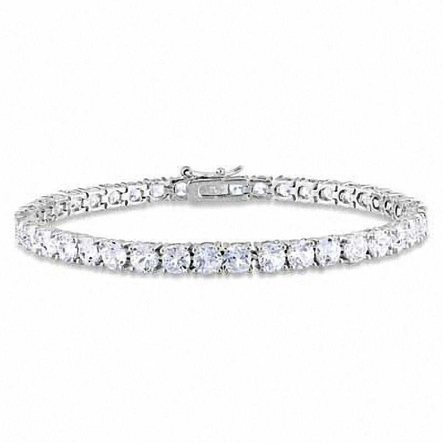 Bracelets Zales | White Lab-Created Sapphire Tennis Bracelet In Sterling Silver - 7.25"