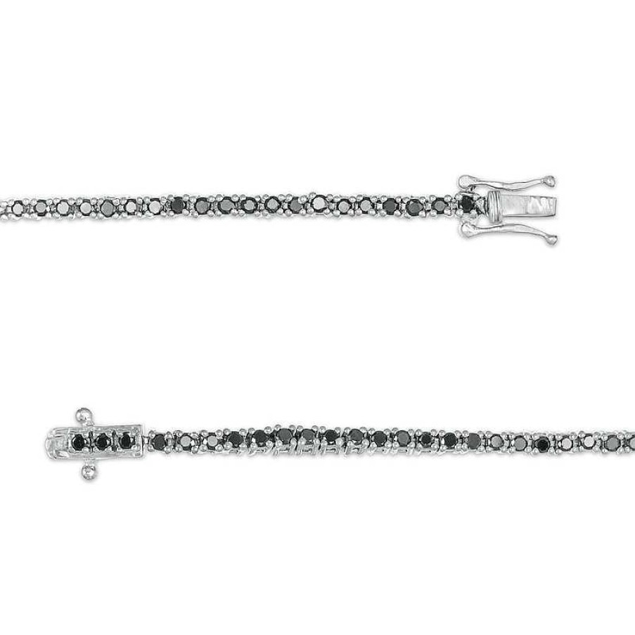 Bracelets Zales | 2 Ct. T.W. Black Diamond Tennis Bracelet In Sterling Silver - 7.5"