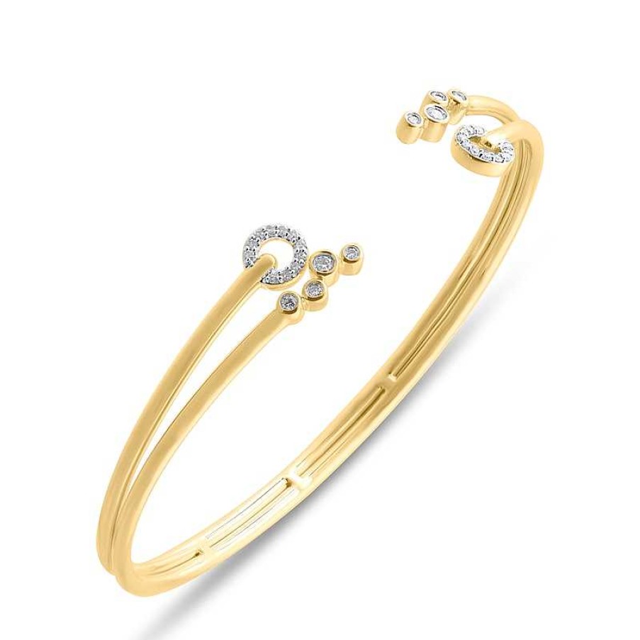 Bracelets Zales | 1/4 Ct. T.W. Diamond Circles Cluster Open Bangle In 10K Gold