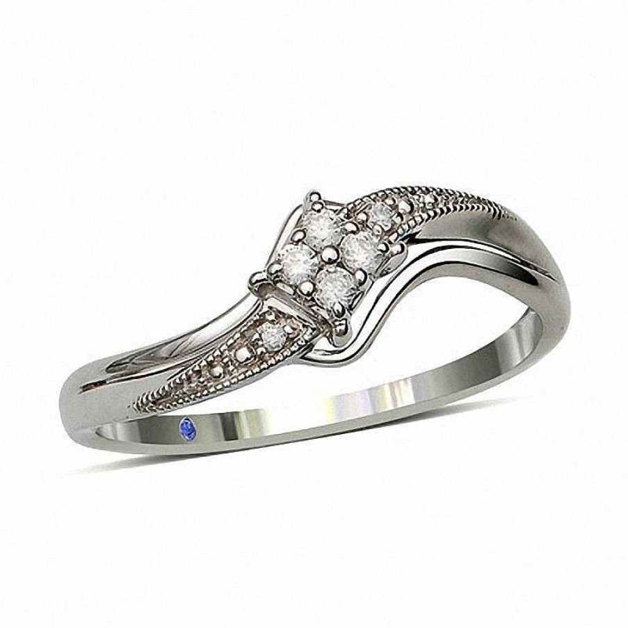 Rings Zales | Cherished Promise Collection™ 1/20 Ct. T.W. Diamond Splendid Promise Ring In Sterling Silver