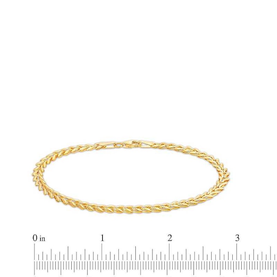 Bracelets Zales | 4.06Mm Hollow Laurel Leaf Stampato Chain Bracelet In 10K Gold – 7.5"