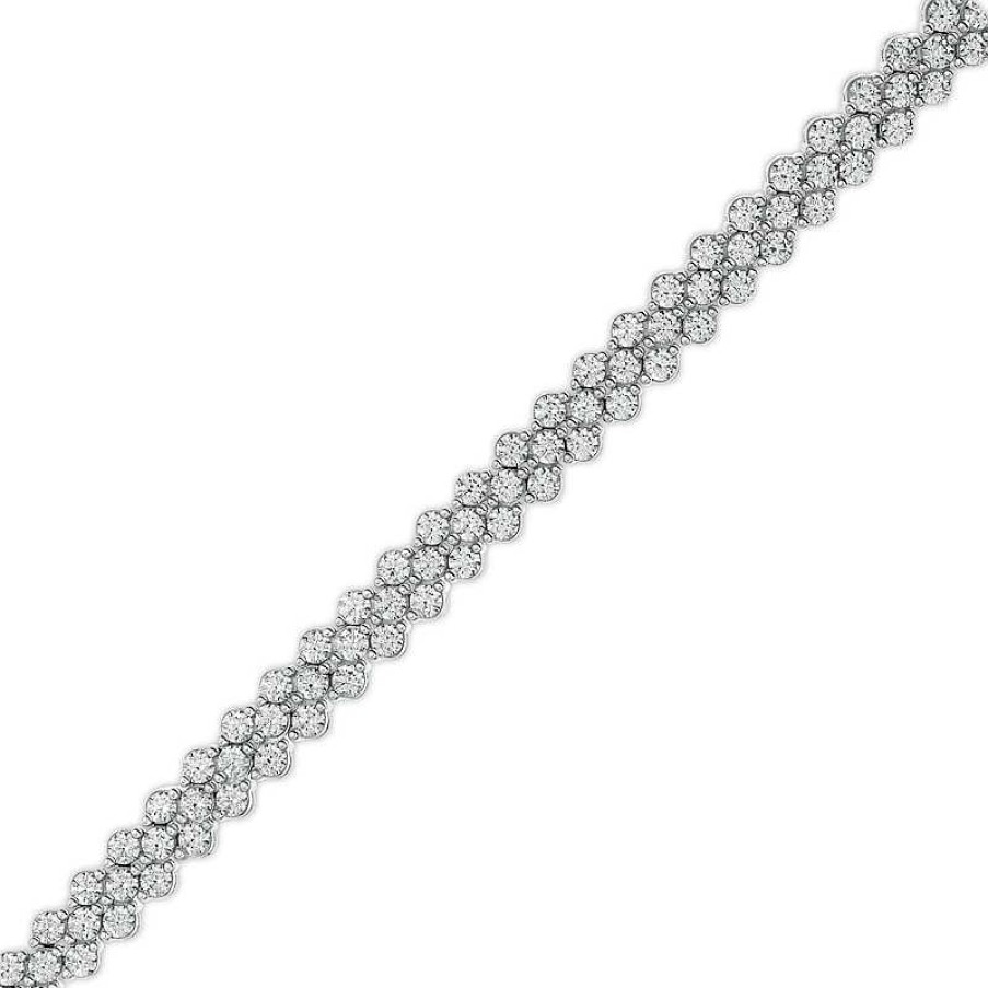 Bracelets Zales | 5 Ct. T.W. Diamond Cobblestone Bracelet In 10K White Gold