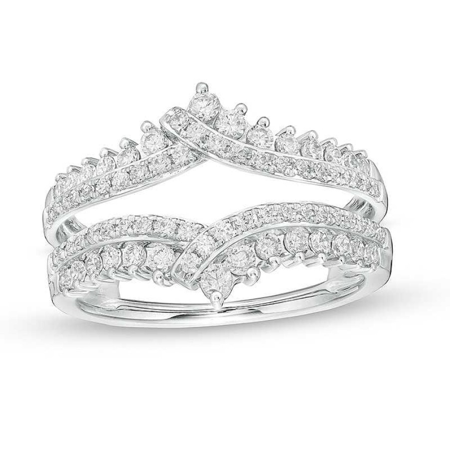 Rings Zales | Previously Owned - 3/4 Ct. T.W. Diamond Chevron Solitaire Enhancer In 14K White Gold