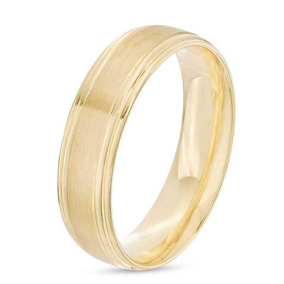 Rings Zales | Men'S 6.0Mm Brushed Satin Band In 14K Gold