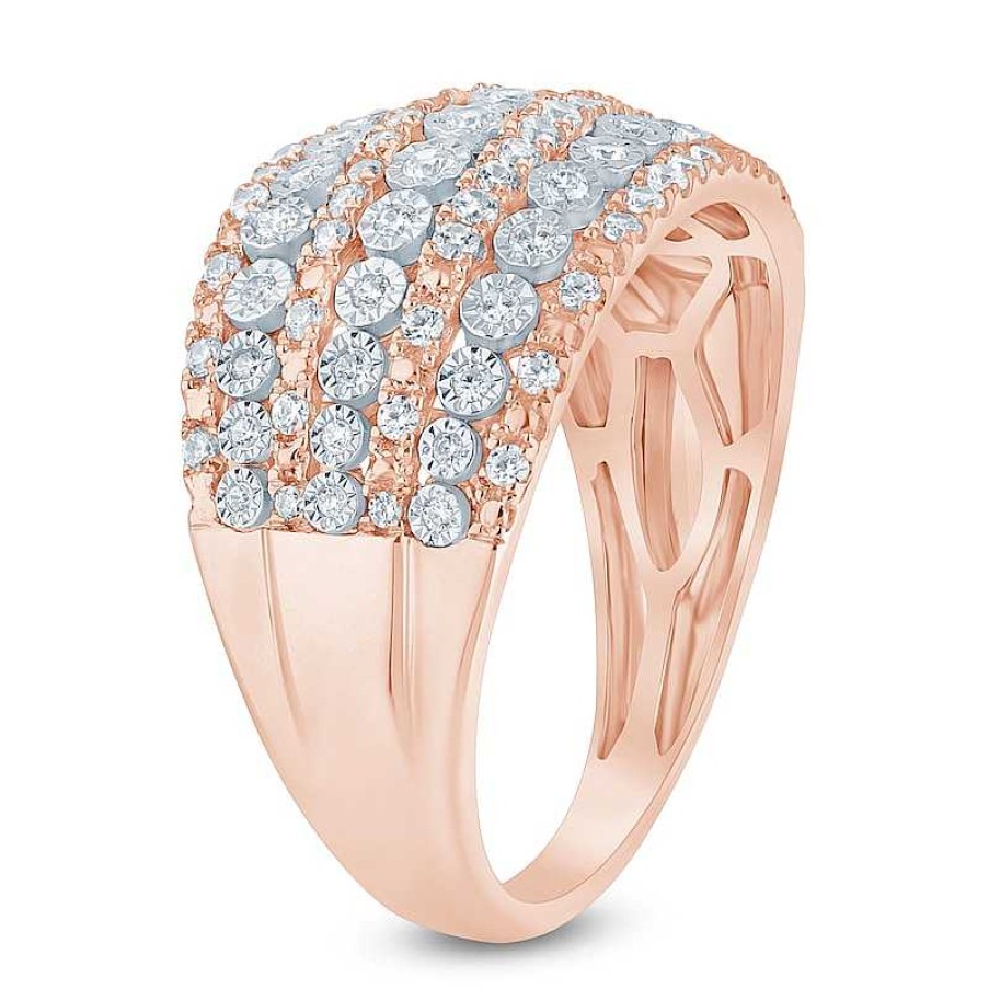 Rings Zales | 1/2 Ct. T.W. Diamond Edge Multi-Row Band In 10K Rose Gold