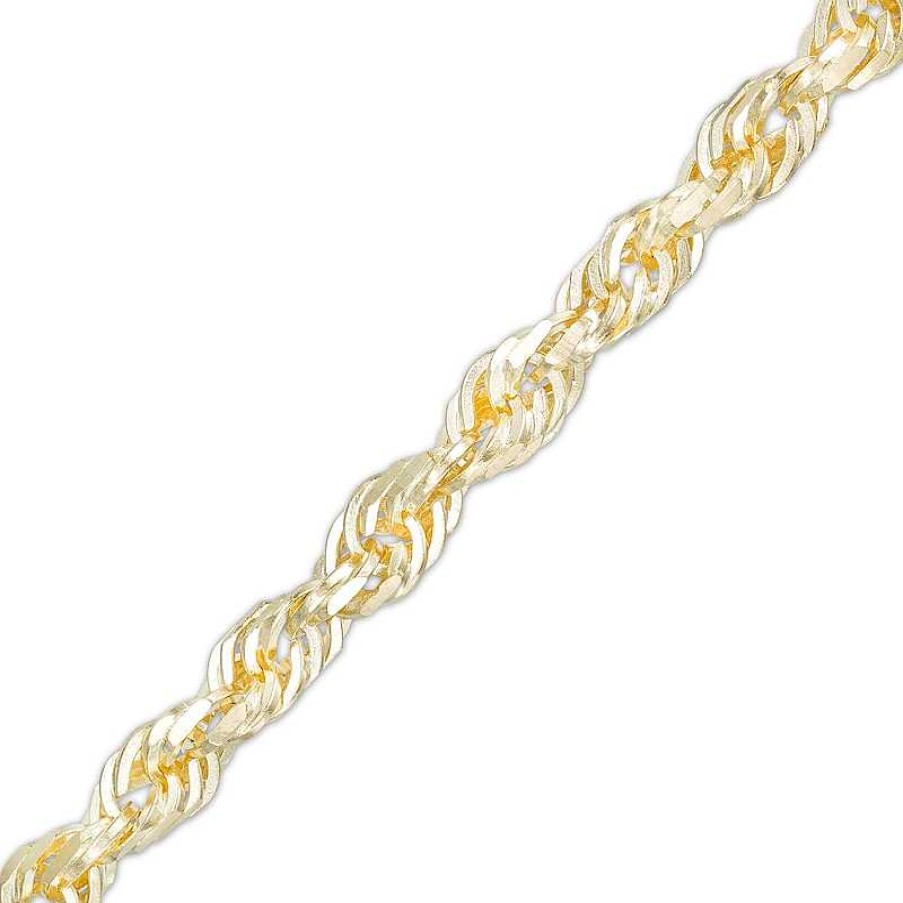 Bracelets Zales | 5.5Mm Solid Glitter Rope Chain Bracelet In 14K Gold - 8.5"