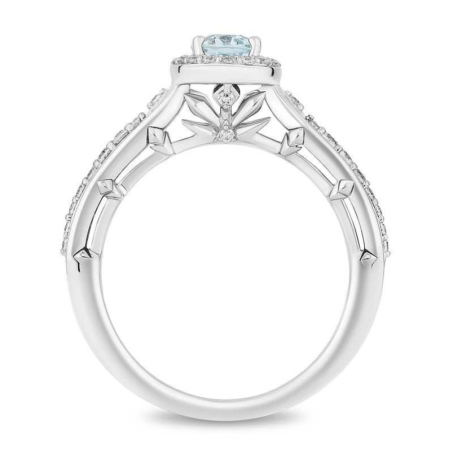 Rings Zales | Collector'S Edition Enchanted Disney Frozen 10Th Anniversary Blue Topaz And Diamond Engagement Ring In 14K White Gold