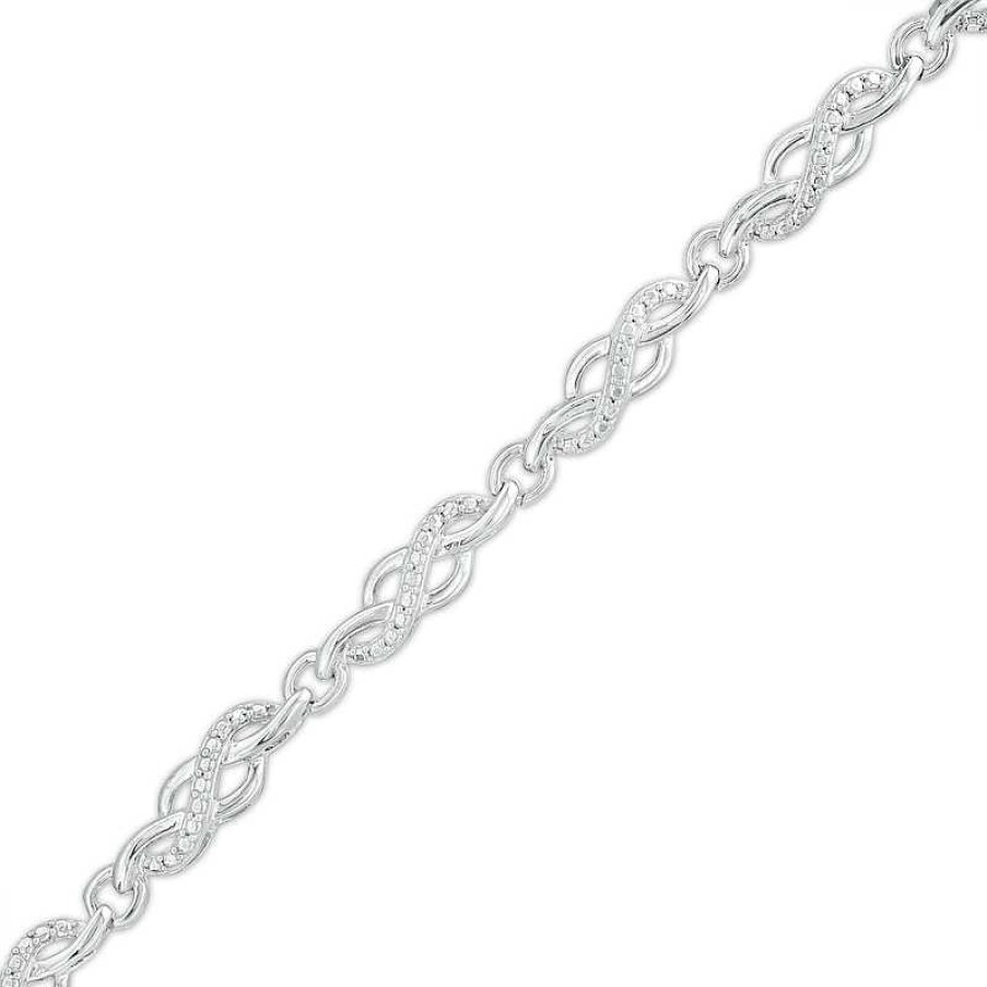 Bracelets Zales | Diamond Accent Swirl Infinity Link Bracelet In Sterling Silver – 7.5"