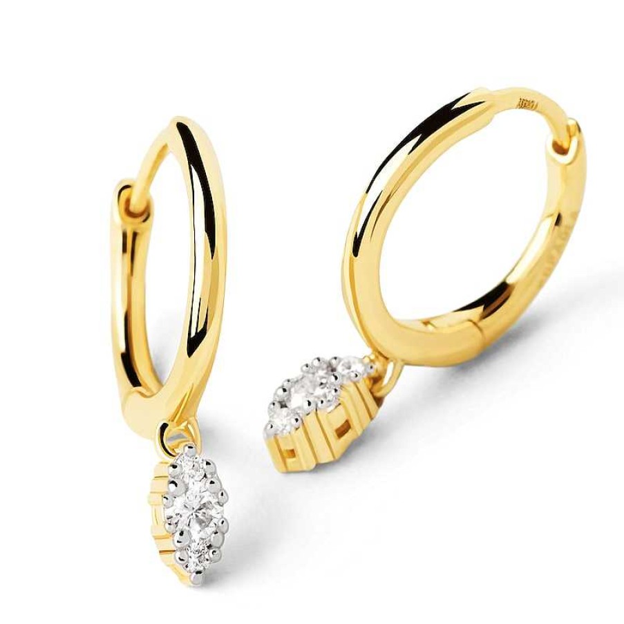 Earrings Zales | Pdpaola™ At Zales 1/15 Ct. T.W. Lab-Created Diamond Marquise Dangle Hoop Earrings In 18K Gold