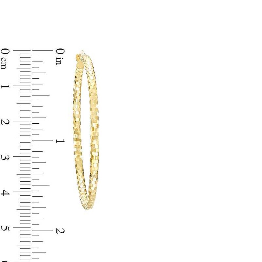 Earrings Zales | 45.0Mm Diamond-Cut Tube Hoop Earrings In 10K Gold