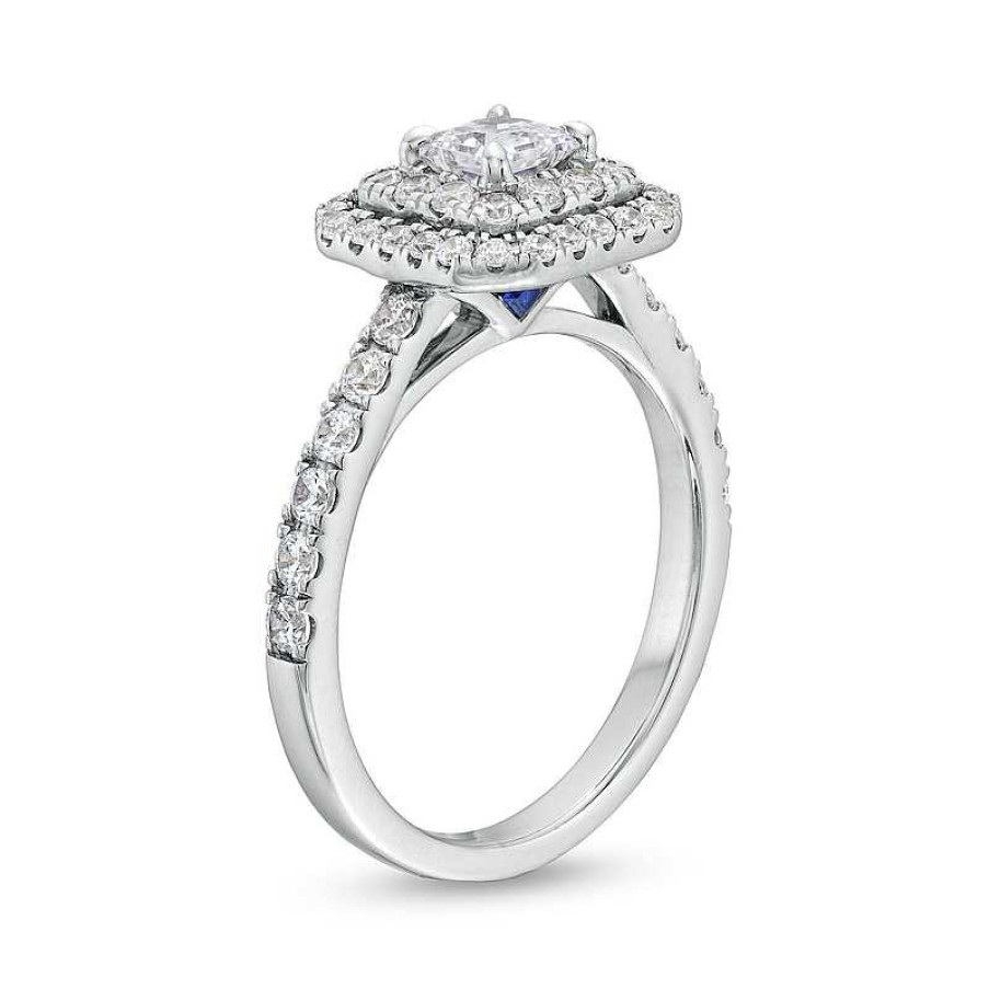 Rings Zales | Vera Wang Love Collection 1-1/5 Ct. T.W. Princess-Cut Diamond Cushion Frame Engagement Ring In 14K White Gold (I/Si2)