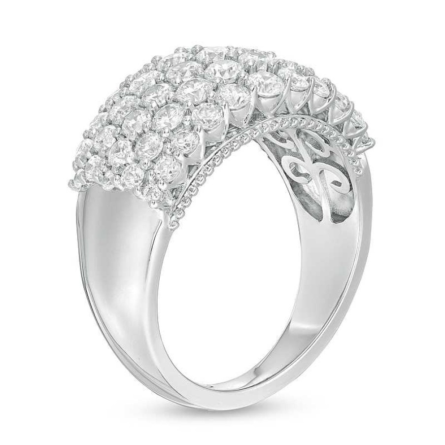 Rings Zales | 2 Ct. T.W. Certified Lab-Created Diamond Multi-Row Ring In 14K White Gold (F/Si2)