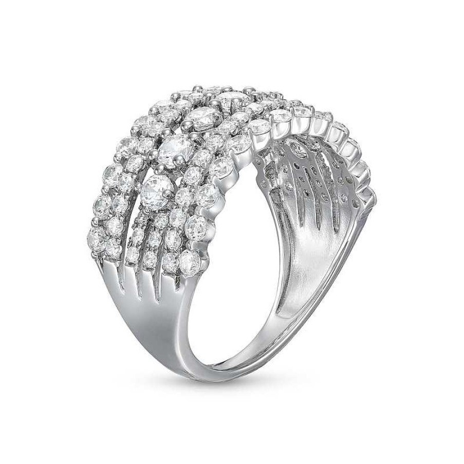 Rings Zales | 1-1/2 Ct. T.W. Diamond Bubble Edge Multi-Row Band In 14K White Gold