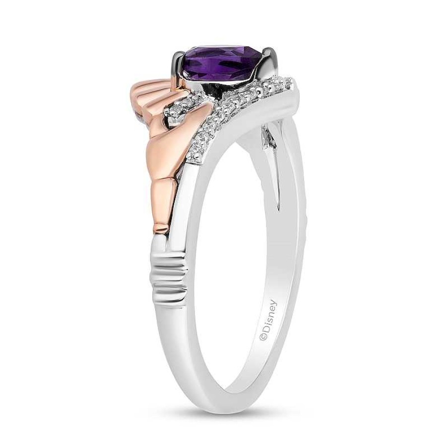 Rings Zales | Enchanted Disney Ariel Amethyst And 1/15 Ct. T.W. Diamond Seashell Ring In Sterling Silver And 10K Rose Gold