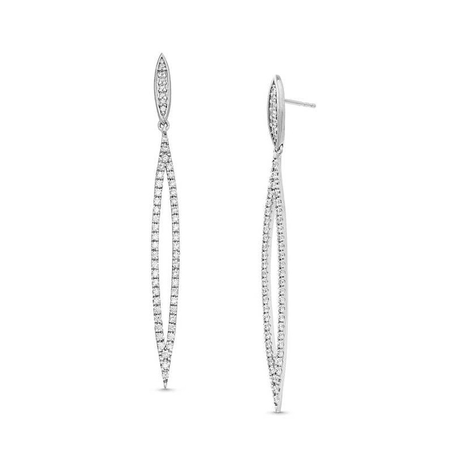 Earrings Zales | 3/4 Ct. T.W. Diamond Elongated Open Marquise Dangle Drop Earrings In 10K White Gold