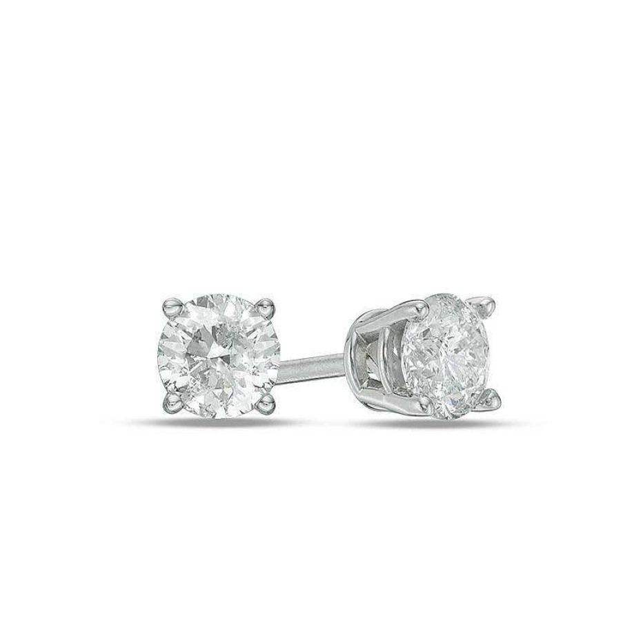 Earrings Zales | 1/2 Ct. T.W. Diamond Solitaire Stud Earrings In 14K White Gold (I/I2)