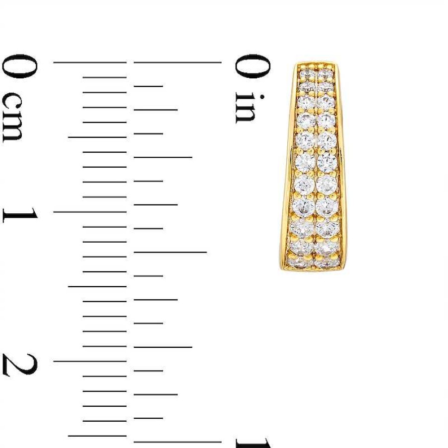 Earrings Zales | 1/2 Ct. T.W. Diamond Graduating Double Row Huggie Hoop Earrings In 10K Gold