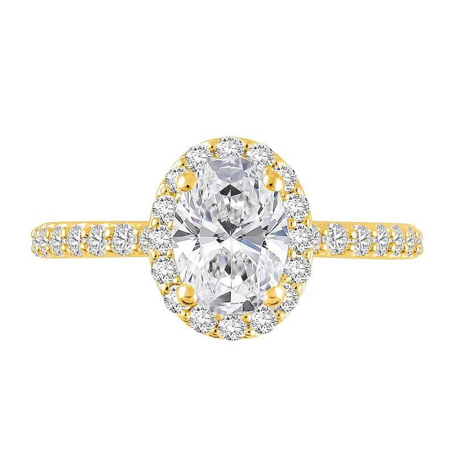 Rings Zales | 1-1/2 Ct. T.W. Oval Certified Lab-Created Diamond Frame Engagement Ring In 14K Gold (F/Vs2)