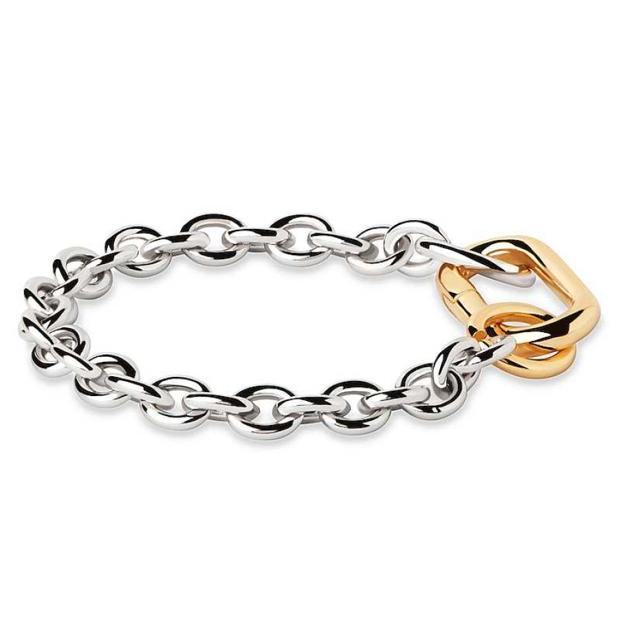 Bracelets Zales | Pdpaola™ At Zales Interlocking Paperclip Solid Cable Chain Bracelet In Brass And 18K Gold Plate