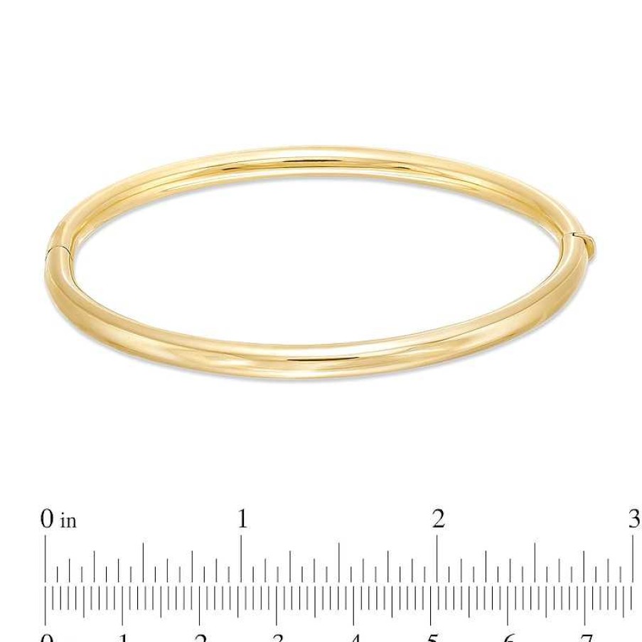 Bracelets Zales | 3.8Mm Tube Bangle In Hollow 14K Gold - 7.25"