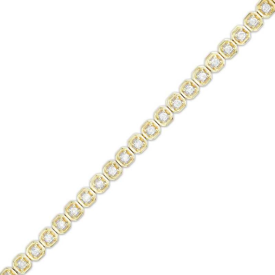 Bracelets Zales | 1 Ct. T.W. Diamond Geometric Frames Tennis Bracelet In 10K Gold