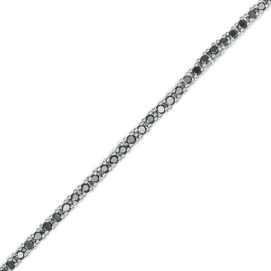 Bracelets Zales | 2 Ct. T.W. Black Diamond Tennis Bracelet In Sterling Silver - 7.5"