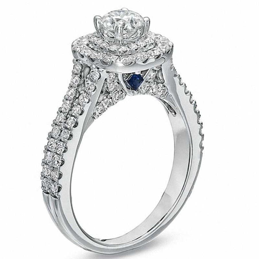 Rings Zales | Previously Owned - Vera Wang Love Collection 1-1/2 Ct. T.W. Diamond Frame Split Shank Engagement Ring In 14K White Gold