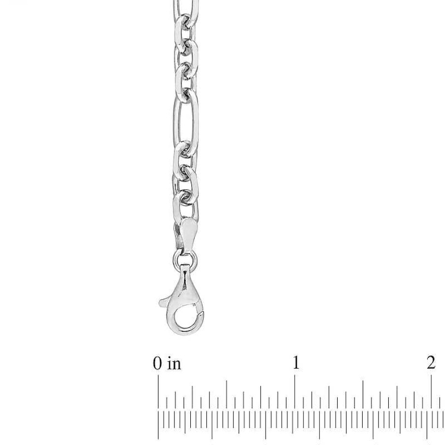 Bracelets Zales | 6.0Mm Figaro Chain Anklet In Sterling Silver - 9"