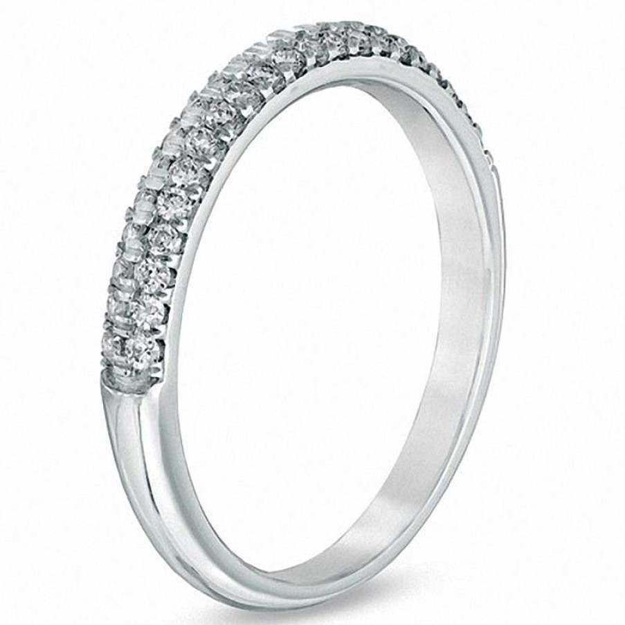 Rings Zales | Vera Wang Love Collection 3/8 Ct. T.W. Diamond Two Row Band In 14K White Gold