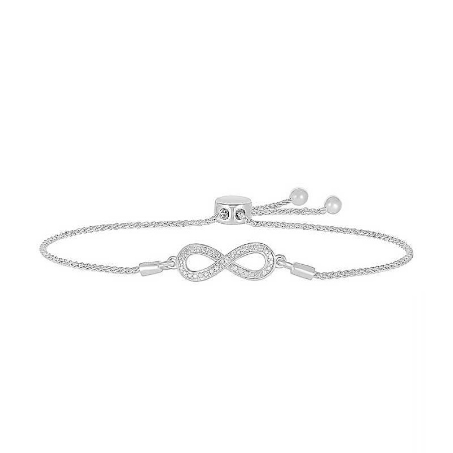 Bracelets Zales | Diamond Accent Infinity Loop Bolo Bracelet In Sterling Silver – 9.5"