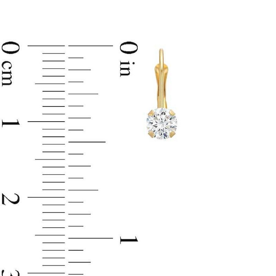 Earrings Zales | Child'S 4.0Mm Cubic Zirconia Drop Earrings In 14K Gold