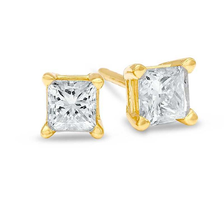 Earrings Zales | 1/5 Ct. T.W. Princess-Cut Diamond Solitaire Stud Earrings In 14K Gold (J/I3)